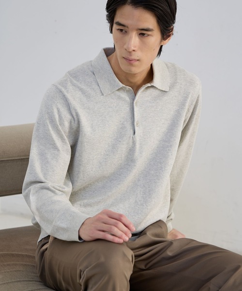 GLOBAL WORK（グローバルワーク）の「シルクブレンドニット/ニットポロシャツ/Salon de GW/638786（ポロシャツ・メンズ・ネイビー/ブラック/ライトグレー・X-LARGE/LARGE/MEDIUM/SMALL）」の16枚目の写真