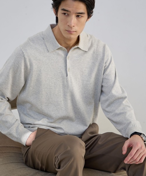 GLOBAL WORK（グローバルワーク）の「シルクブレンドニット/ニットポロシャツ/Salon de GW/638786（ポロシャツ・メンズ・ネイビー/ブラック/ライトグレー・X-LARGE/LARGE/MEDIUM/SMALL）」の17枚目の写真