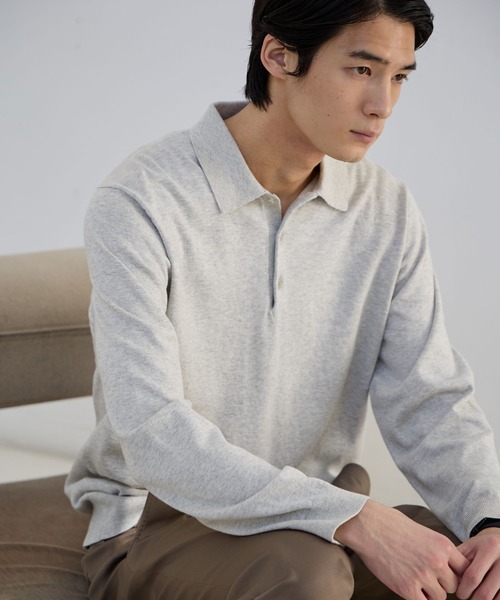 GLOBAL WORK（グローバルワーク）の「シルクブレンドニット/ニットポロシャツ/Salon de GW/638786（ポロシャツ・メンズ・ネイビー/ブラック/ライトグレー・X-LARGE/LARGE/MEDIUM/SMALL）」の18枚目の写真