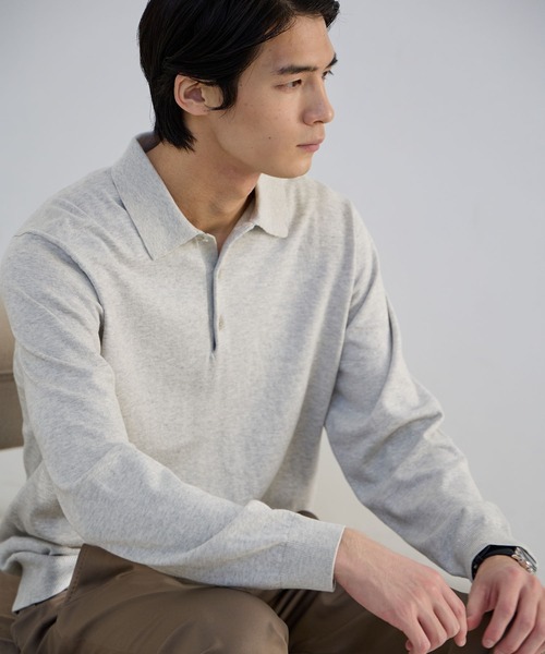 GLOBAL WORK（グローバルワーク）の「シルクブレンドニット/ニットポロシャツ/Salon de GW/638786（ポロシャツ・メンズ・ネイビー/ブラック/ライトグレー・X-LARGE/LARGE/MEDIUM/SMALL）」の19枚目の写真
