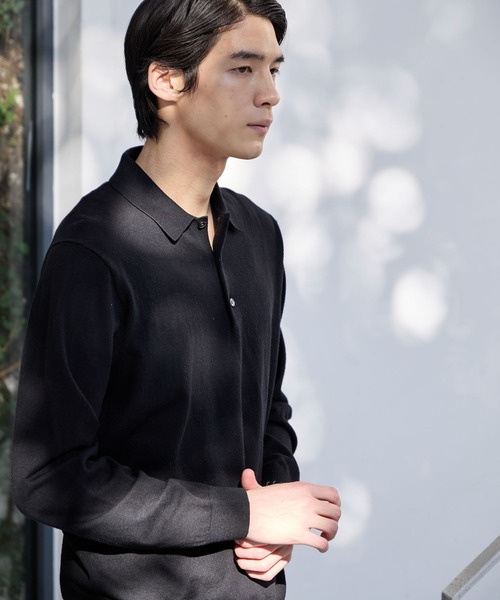 GLOBAL WORK（グローバルワーク）の「シルクブレンドニット/ニットポロシャツ/Salon de GW/638786（ポロシャツ・メンズ・ネイビー/ブラック/ライトグレー・X-LARGE/LARGE/MEDIUM/SMALL）」の10枚目の写真