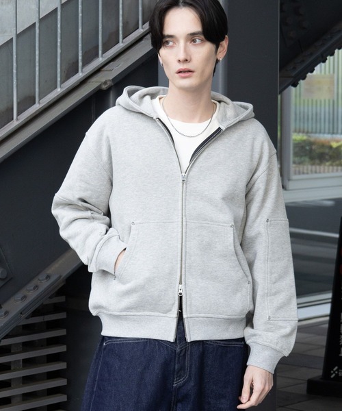 RAGEBLUE（レイジブルー）の「Vintage Short Zip Parker/ヴィンテージ加工ショートジップパーカー（パーカー・メンズ・ライトブルー/アッシュグレー/ダークグレー/ピンク系その他・MEDIUM/LARGE）」の2枚目の写真