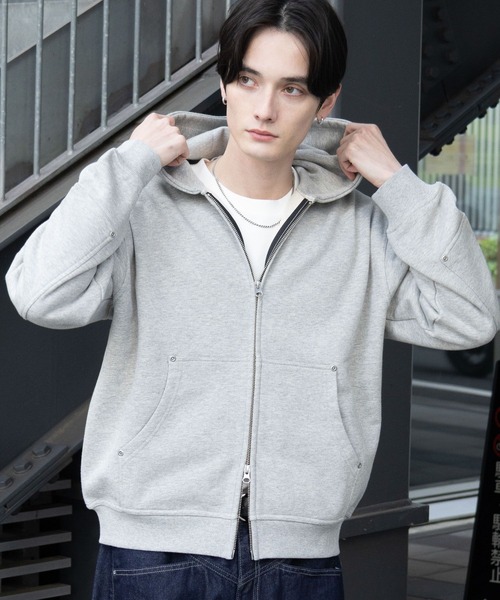 RAGEBLUE（レイジブルー）の「Vintage Short Zip Parker/ヴィンテージ加工ショートジップパーカー（パーカー・メンズ・ライトブルー/アッシュグレー/ダークグレー/ピンク系その他・MEDIUM/LARGE）」の15枚目の写真