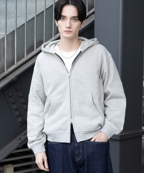 RAGEBLUE（レイジブルー）の「Vintage Short Zip Parker/ヴィンテージ加工ショートジップパーカー（パーカー・メンズ・ライトブルー/アッシュグレー/ダークグレー/ピンク系その他・MEDIUM/LARGE）」の16枚目の写真