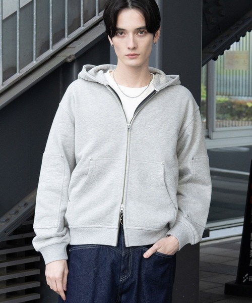 RAGEBLUE（レイジブルー）の「Vintage Short Zip Parker/ヴィンテージ加工ショートジップパーカー（パーカー・メンズ・ライトブルー/アッシュグレー/ダークグレー/ピンク系その他・MEDIUM/LARGE）」の14枚目の写真