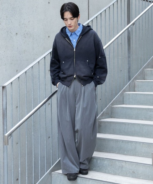 RAGEBLUE（レイジブルー）の「Vintage Short Zip Parker/ヴィンテージ加工ショートジップパーカー（パーカー・メンズ・ライトブルー/アッシュグレー/ダークグレー/ピンク系その他・MEDIUM/LARGE）」の18枚目の写真