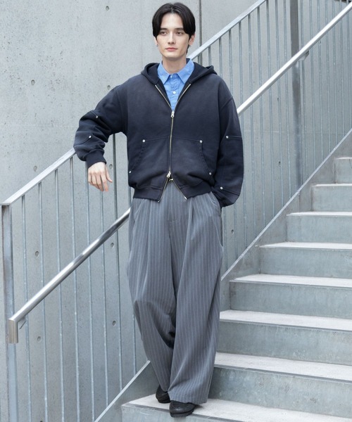 RAGEBLUE（レイジブルー）の「Vintage Short Zip Parker/ヴィンテージ加工ショートジップパーカー（パーカー・メンズ・ライトブルー/アッシュグレー/ダークグレー/ピンク系その他・MEDIUM/LARGE）」の19枚目の写真