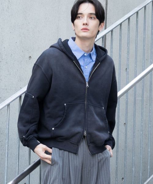 RAGEBLUE（レイジブルー）の「Vintage Short Zip Parker/ヴィンテージ加工ショートジップパーカー（パーカー・メンズ・ライトブルー/アッシュグレー/ダークグレー/ピンク系その他・MEDIUM/LARGE）」の20枚目の写真