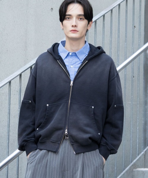 RAGEBLUE（レイジブルー）の「Vintage Short Zip Parker/ヴィンテージ加工ショートジップパーカー（パーカー・メンズ・ライトブルー/アッシュグレー/ダークグレー/ピンク系その他・MEDIUM/LARGE）」の21枚目の写真