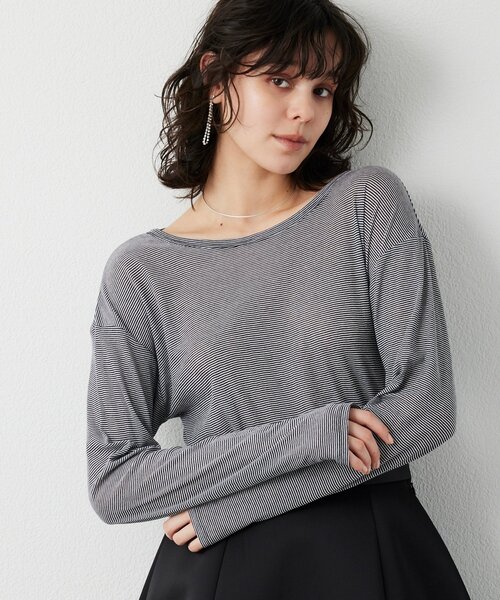 THE PAUSE(ザ ポーズ)の「【THE PAUSE】シアーフライスロンTEE(Tシャツ/カットソー・レディース・ライトグレー/ホワイト/ブルー/ブラック系その他2/ブラック・FREE)」の3枚目の写真
