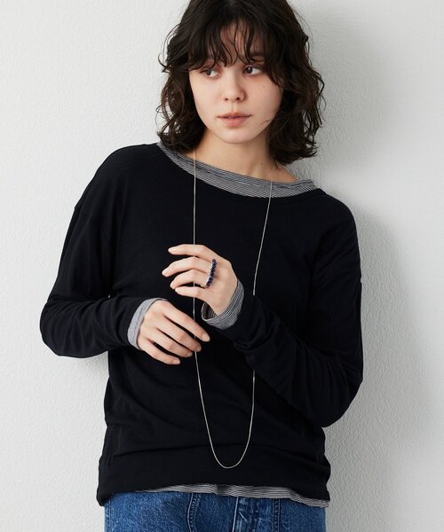 THE PAUSE(ザ ポーズ)の「【THE PAUSE】シアーフライスロンTEE(Tシャツ/カットソー・レディース・ライトグレー/ホワイト/ブルー/ブラック系その他2/ブラック・FREE)」の2枚目の写真