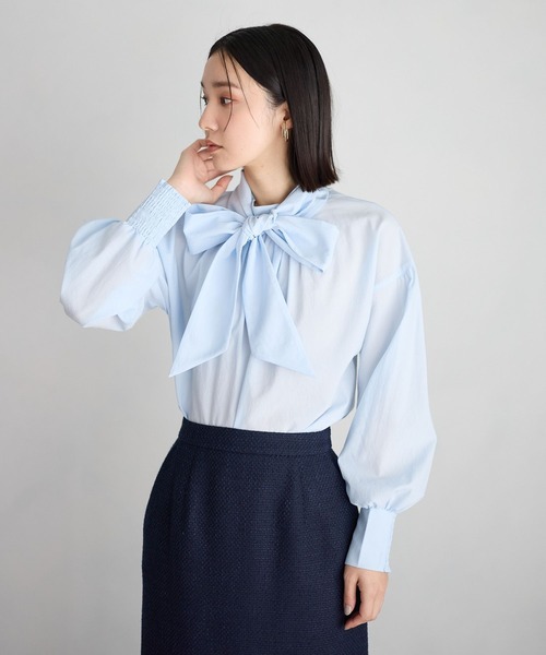 Andemiu(アンデミュウ)の「【セレモニー】ボウタイブラウス636694(シャツ/ブラウス・レディース・ブラック/オフホワイト/ブルー・FREE)」の12枚目の写真