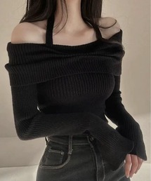 ボートネック 長袖ニット ロン T