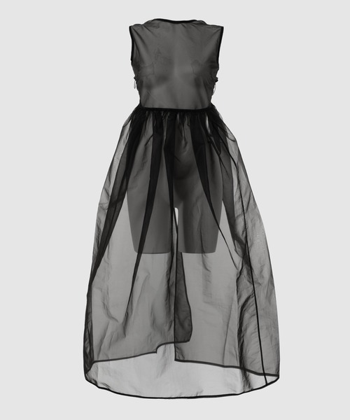 CECILIE BAHNSEN(セシリー バンセン)の「OVERLAY DRESS WITH FITTED BODY(ドレス・レディース・ブラック・8/6)」の1枚目の写真