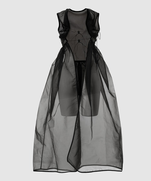 CECILIE BAHNSEN(セシリー バンセン)の「OVERLAY DRESS WITH FITTED BODY(ドレス・レディース・ブラック・8/6)」の3枚目の写真