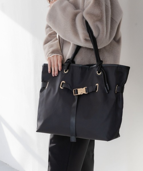 Elura（エルーラ）の「ハンドルロープトート/632907（トートバッグ・レディース・オフホワイト/ブラック/グレー・FREE）」の2枚目の写真