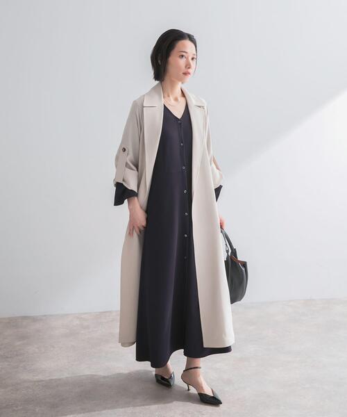 URBAN RESEARCH ROSSO WOMEN(アーバンリサーチ ロッソ)の「ストレッチジョーゼットワンピース(ワンピース・レディース・グレー系その他/ネイビー・FREE)」の1枚目の写真