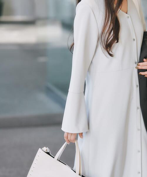 URBAN RESEARCH ROSSO WOMEN(アーバンリサーチ ロッソ)の「ストレッチジョーゼットワンピース(ワンピース・レディース・グレー系その他/ネイビー・FREE)」の3枚目の写真