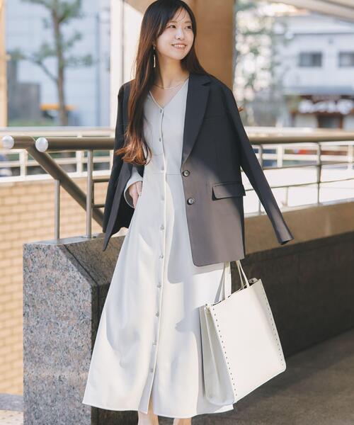 URBAN RESEARCH ROSSO WOMEN(アーバンリサーチ ロッソ)の「ストレッチジョーゼットワンピース(ワンピース・レディース・グレー系その他/ネイビー・FREE)」の5枚目の写真