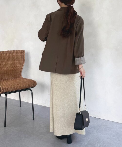 Thevon（ゼボン）の「ヘンリーネックリブニットワンピース（ワンピース・レディース・チャコールグレー/ブラック/ベージュ・FREE）」の14枚目の写真