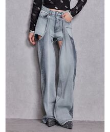 GYDA | ハイウエストSymmetry GYDA 2WAYラインプリーツデニムパンツ(デニムパンツ)