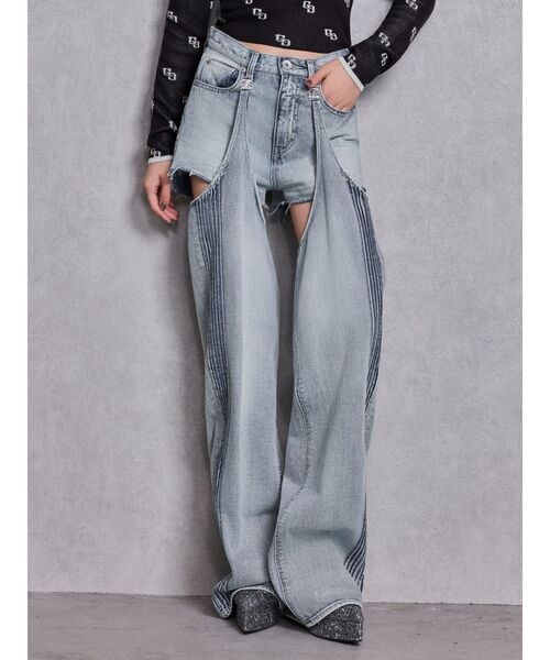 GYDA（ジェイダ）の「ハイウエストSymmetry GYDA 2WAYラインプリーツデニムパンツ（デニムパンツ・レディース・ライトブルー/ブルー・MEDIUM/SMALL/X-SMALL）」の20枚目の写真