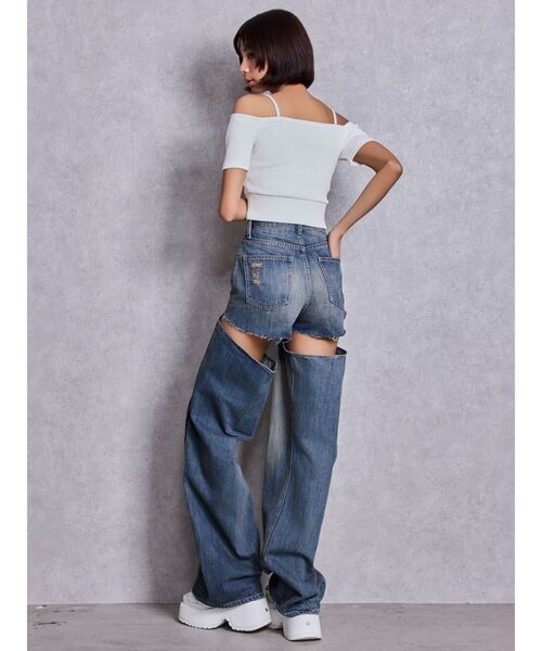 GYDA（ジェイダ）の「ハイウエストSymmetry GYDA 2WAYラインプリーツデニムパンツ（デニムパンツ・レディース・ライトブルー/ブルー・MEDIUM/SMALL/X-SMALL）」の22枚目の写真