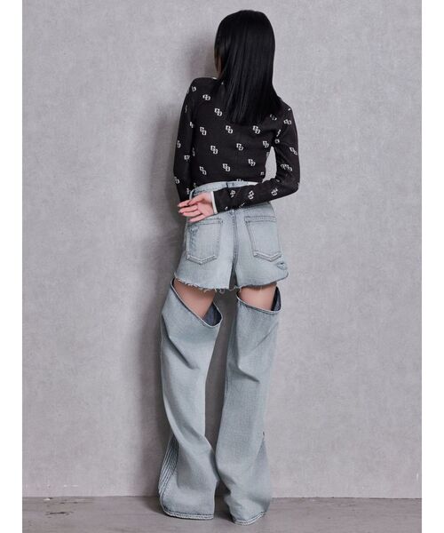 GYDA（ジェイダ）の「ハイウエストSymmetry GYDA 2WAYラインプリーツデニムパンツ（デニムパンツ・レディース・ライトブルー/ブルー・MEDIUM/SMALL/X-SMALL）」の6枚目の写真