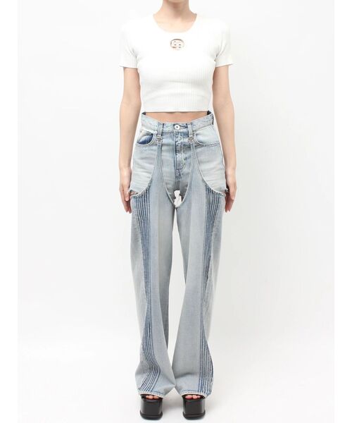 GYDA（ジェイダ）の「ハイウエストSymmetry GYDA 2WAYラインプリーツデニムパンツ（デニムパンツ・レディース・ライトブルー/ブルー・MEDIUM/SMALL/X-SMALL）」の16枚目の写真