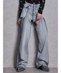 GYDA | ハイウエストSymmetry GYDA 2WAYラインプリーツデニムパンツ(デニムパンツ)