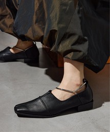 GRISE | 《追加》GRISEレザースクエアクロスシームアンクルフラット(その他シューズ)