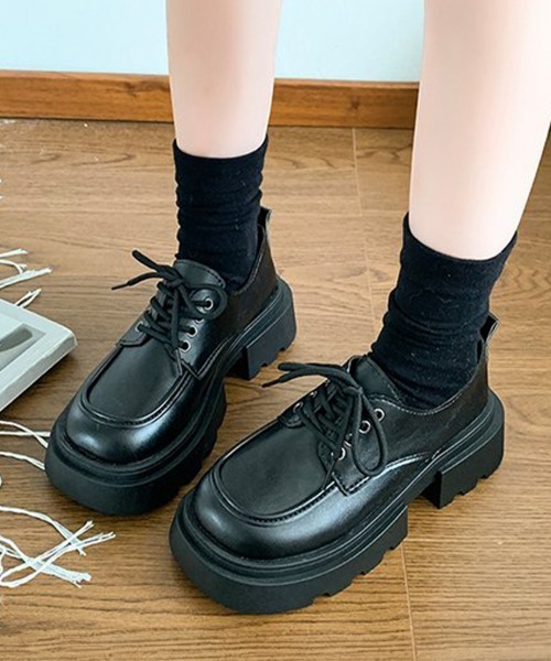 Miniministore(ミニミニストア)の「厚底ローファー レースアップシューズ(ローファー・レディース・ブラウン/ブラック・25.0cm/22.5cm/23.0cm/23.5cm/24.0cm/24.5cm)」の1枚目の写真