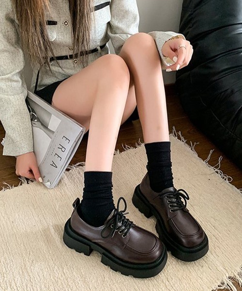 Miniministore(ミニミニストア)の「厚底ローファー レースアップシューズ(ローファー・レディース・ブラウン/ブラック・25.0cm/22.5cm/23.0cm/23.5cm/24.0cm/24.5cm)」の6枚目の写真