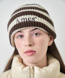 AMESWORLDWIDE | STRIPE KNIT BEANIE BROWN(ニットキャップ/ビーニー)