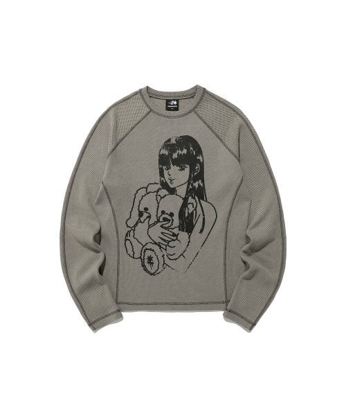 NICE GHOST CLUB(ナイスゴーストクラブ)の「DOLL AND THE GIRL WAFFLE L/S TEE_BEIGE(NG2ESUT550A)(Tシャツ/カットソー・レディース・その他・L/M/S)」の1枚目の写真