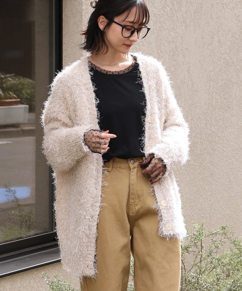 CORPUS TOKYO（コーパス トーキョー）の「シアードットスリーブレイヤードトップス（Tシャツ/カットソー・レディース・ブラック/ホワイト・M）」の14枚目の写真