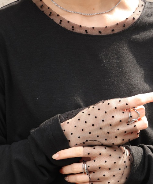 CORPUS TOKYO（コーパス トーキョー）の「シアードットスリーブレイヤードトップス（Tシャツ/カットソー・レディース・ブラック/ホワイト・M）」の15枚目の写真