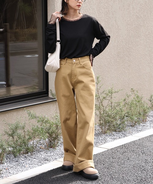 CORPUS TOKYO（コーパス トーキョー）の「シアードットスリーブレイヤードトップス（Tシャツ/カットソー・レディース・ブラック/ホワイト・M）」の18枚目の写真