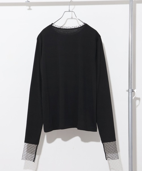 CORPUS TOKYO（コーパス トーキョー）の「シアードットスリーブレイヤードトップス（Tシャツ/カットソー・レディース・ブラック/ホワイト・M）」の21枚目の写真