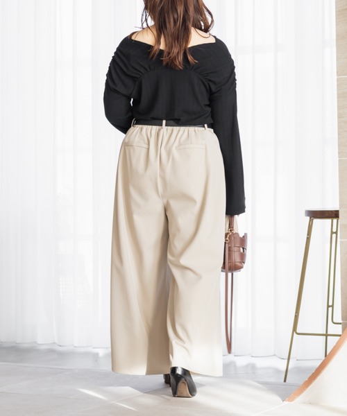 CLETTE(クレット)の「CLETTEオリジナルタックデザインワイドパンツ(その他パンツ・レディース・ブラウン/ブラック/ライトベージュ/グレー・LL/4L/3L)」の19枚目の写真