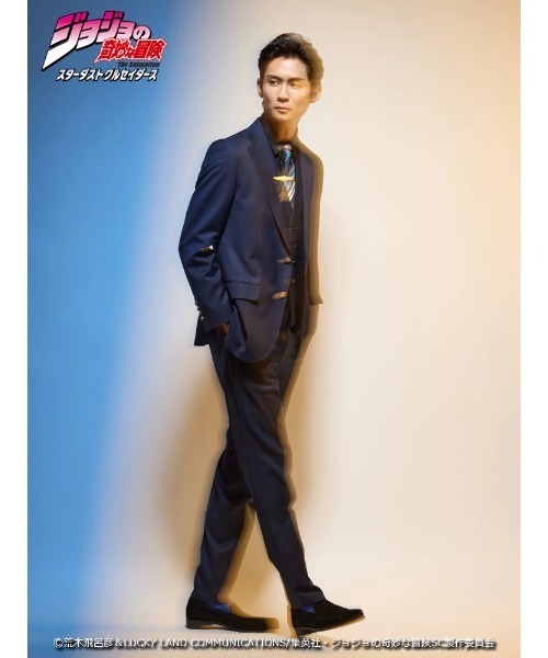Perfect Suit FActory(パーフェクトスーツファクトリー)の「アニメ『ジョジョの奇妙な冒険 スターダストクルセイダース』セットアップパンツ【空条承太郎】(スラックス・メンズ・ネイビー・SS/3L/LL/L/M/S)」の3枚目の写真