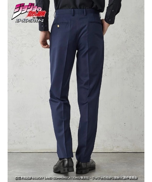 Perfect Suit FActory(パーフェクトスーツファクトリー)の「アニメ『ジョジョの奇妙な冒険 スターダストクルセイダース』セットアップパンツ【空条承太郎】(スラックス・メンズ・ネイビー・SS/3L/LL/L/M/S)」の4枚目の写真