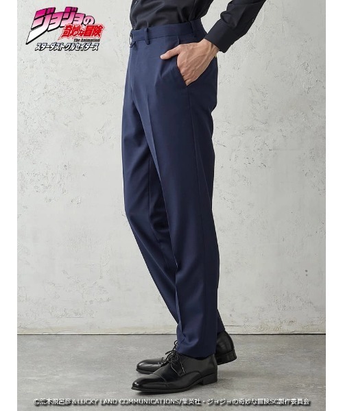 Perfect Suit FActory(パーフェクトスーツファクトリー)の「アニメ『ジョジョの奇妙な冒険 スターダストクルセイダース』セットアップパンツ【空条承太郎】(スラックス・メンズ・ネイビー・SS/3L/LL/L/M/S)」の5枚目の写真