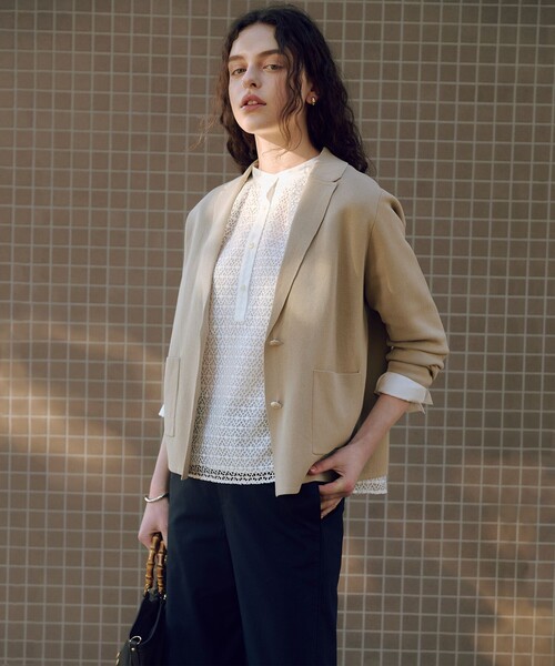 J.PRESS(ジェイプレス)の「TCリネン ドライツイル ストレート パンツ(その他パンツ・レディース・ネイビー系/ライトグレー系・T17/T15/T13)」の4枚目の写真