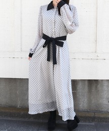 CECIL McBEE | バイアス柄クレリックシャツワンピース(ワンピース)
