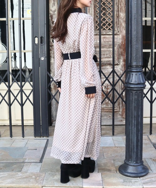 CECIL McBEE（セシルマクビー）の「バイアス柄クレリックシャツワンピース（ワンピース・レディース・ミント/モカ/ベージュ・MEDIUM）」の9枚目の写真