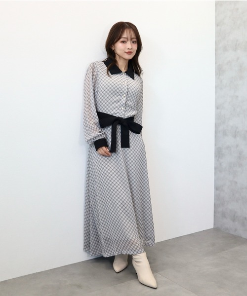 CECIL McBEE（セシルマクビー）の「バイアス柄クレリックシャツワンピース（ワンピース・レディース・ミント/モカ/ベージュ・MEDIUM）」の10枚目の写真