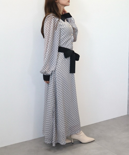 CECIL McBEE（セシルマクビー）の「バイアス柄クレリックシャツワンピース（ワンピース・レディース・ミント/モカ/ベージュ・MEDIUM）」の12枚目の写真