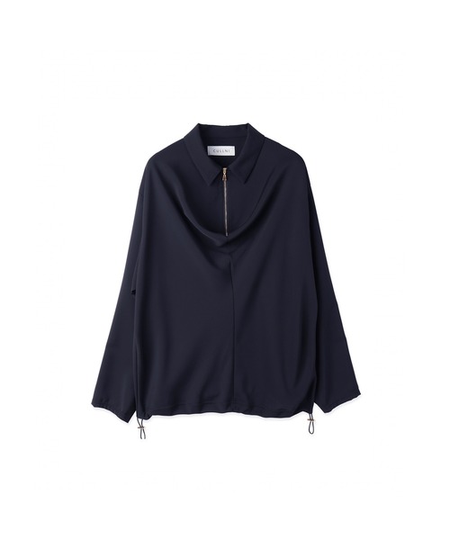 CULLNI（クルニ）の「Airy Cloth Drape Drawstring Half Zip Shirt（シャツ/ブラウス・メンズ・チャコール/ネイビー/ベージュ/ブラック・2/1/0）」の4枚目の写真