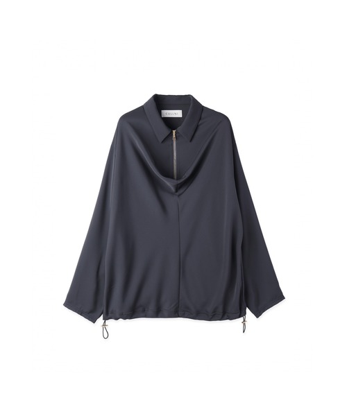 CULLNI（クルニ）の「Airy Cloth Drape Drawstring Half Zip Shirt（シャツ/ブラウス・メンズ・チャコール/ネイビー/ベージュ/ブラック・2/1/0）」の2枚目の写真